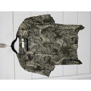 Dana Buchman size 14 green tan & black animal print blouse